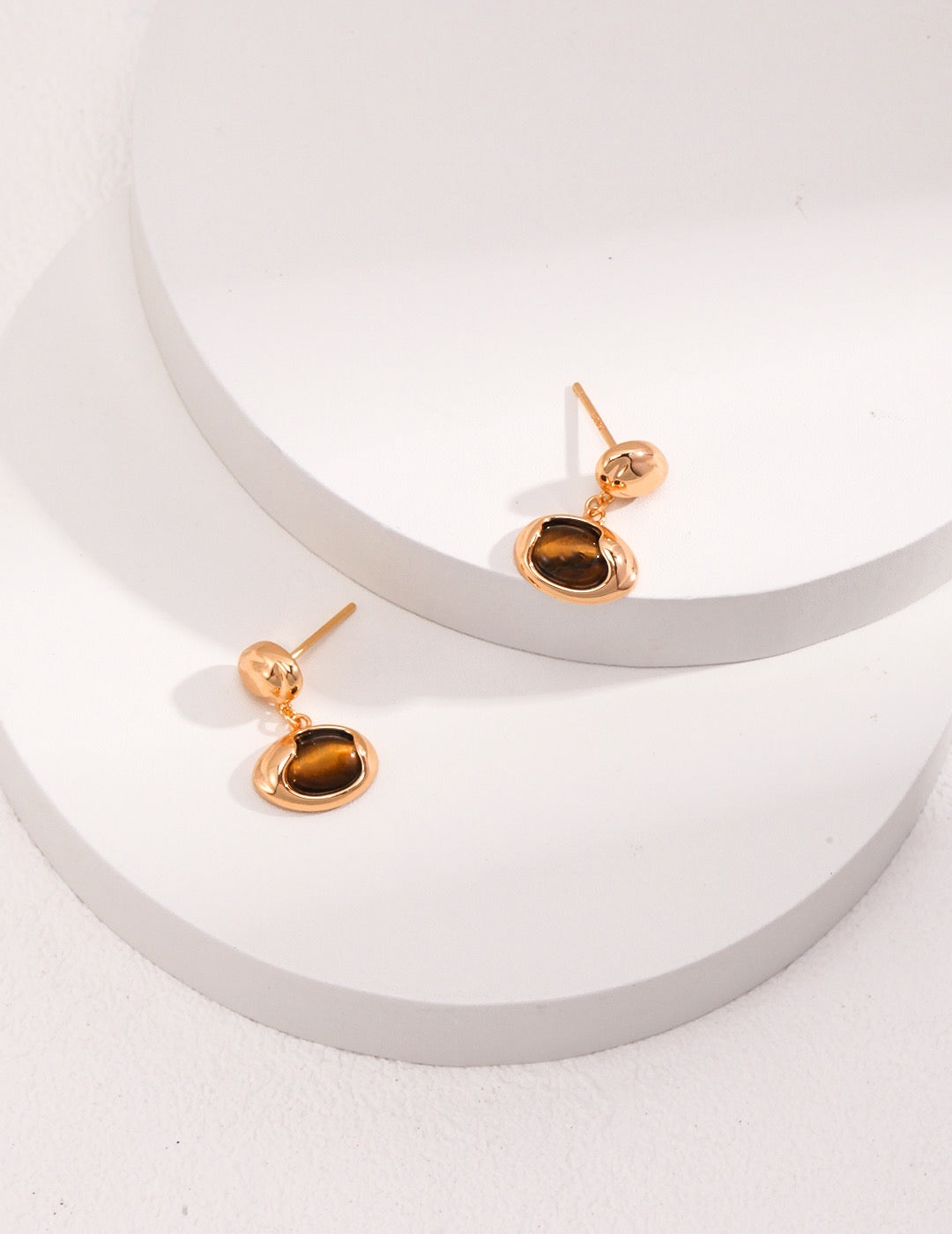 S925 Sterling Silver Tiger Eye Earrings Women's Fashion Jewelry