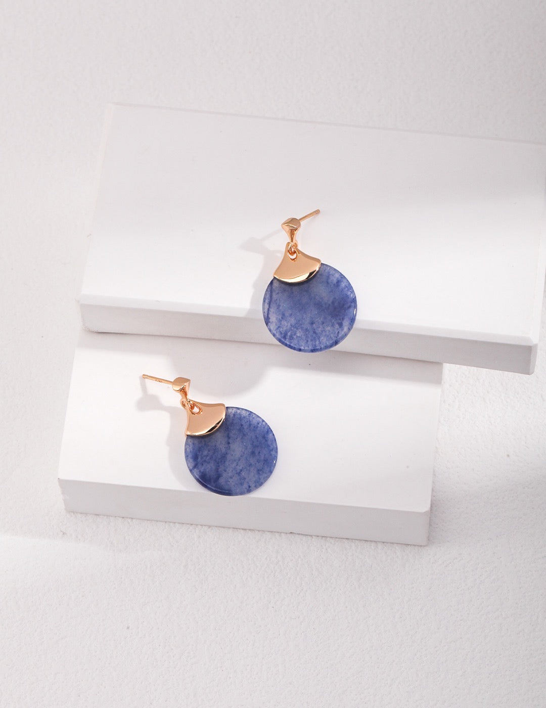 S925 Sterling Silver Blue Aventurine Earrings Elegant Women's Jewelry