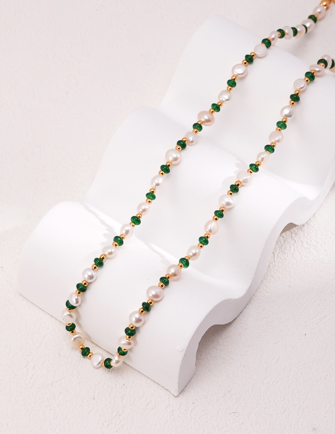 S925 Sterling Silver Pearl Emerald Necklace