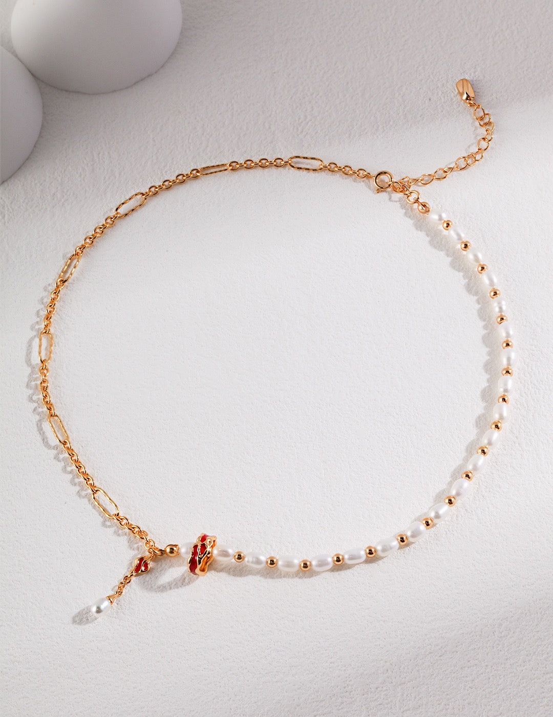 S925 Sterling Silver Pearl Necklace Asymmetrical Design