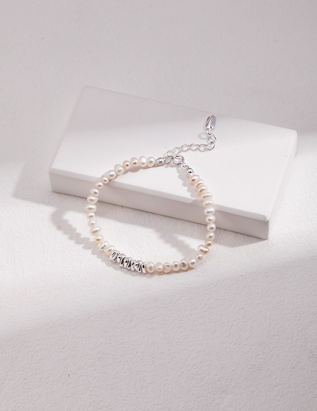 S925 Sterling Silver Spliced Pearl Bracelet