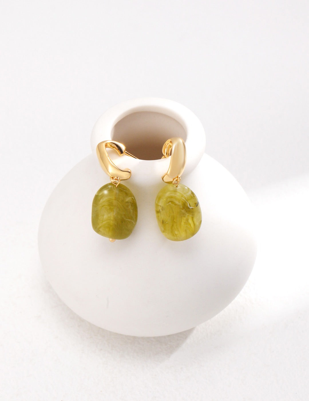 S925 Sterling Silver Resin Stone Earrings