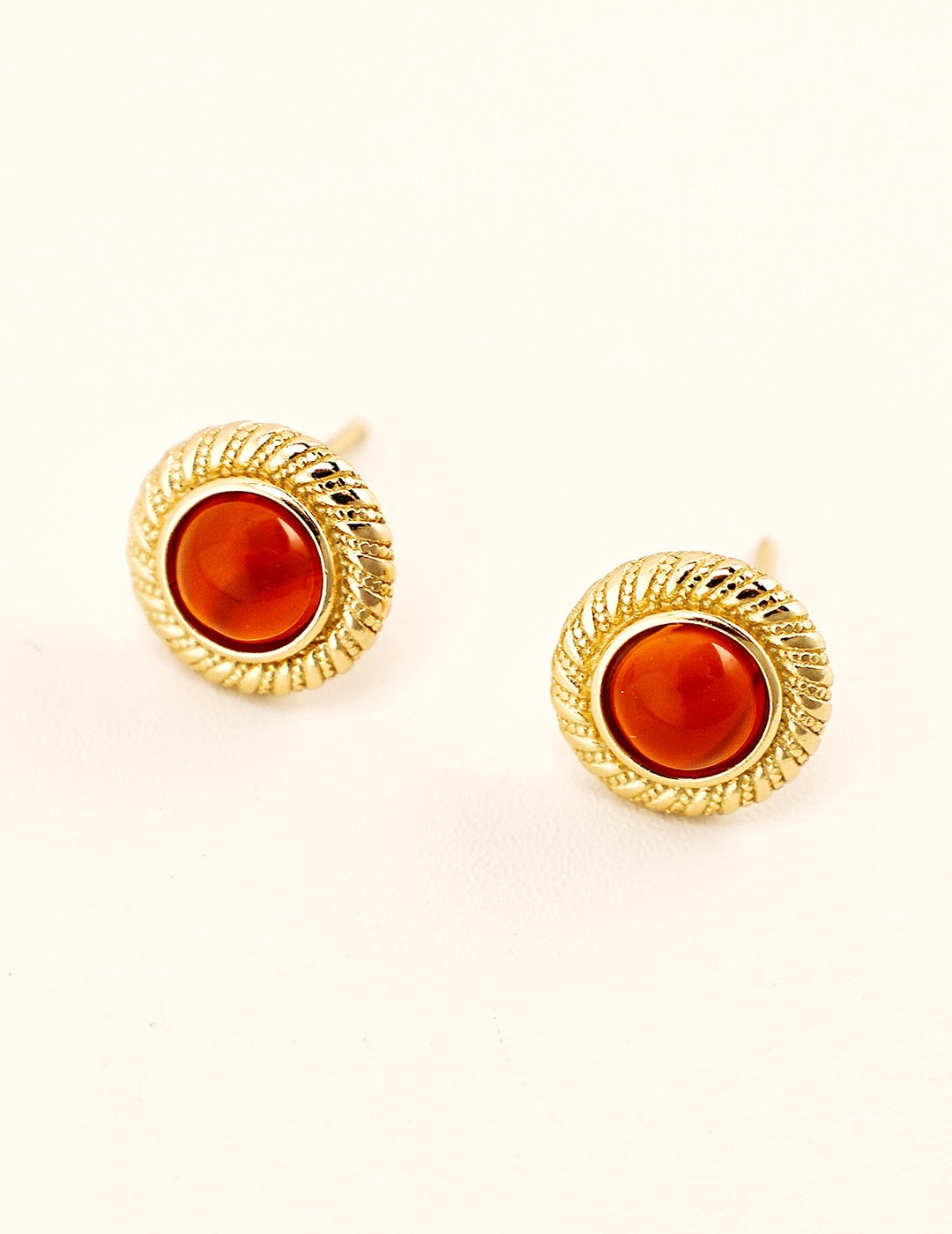 S925 Sterling Silver Red Agate Stud Earrings